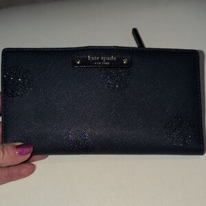 Kate Spade Haven Lane Stacy Wallet In French Navy With Glitter Accents